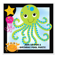 Octopus Customized  Birthday Invitations