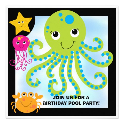 Octopus Customized  Birthday Invitations