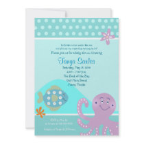 Octopus & Fish Ocean 5x7 Baby Shower Invitation