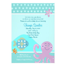 Octopus & Fish Ocean 5x7 Baby Shower Invitation