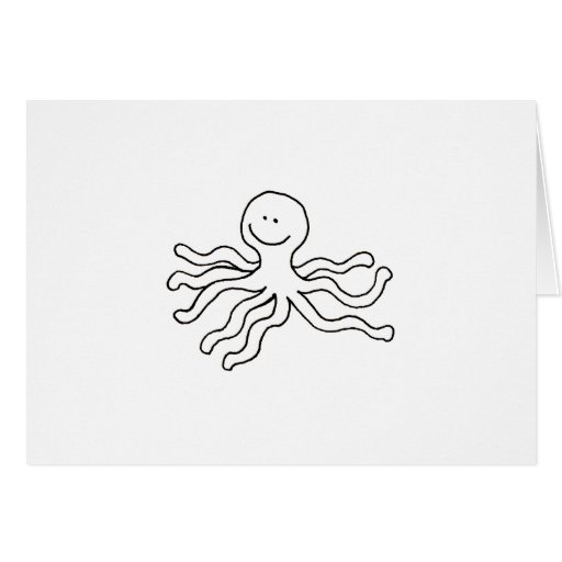 Line Art Card Design : Octopus fun line drawing happy art logo design card zazzle