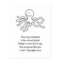Octopus - fun line drawing happy art logo design post cards