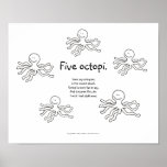 Octopus - fun line drawing happy art logo design poster