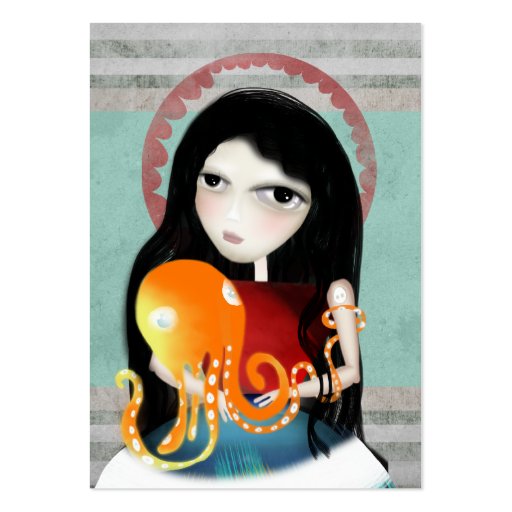 Octopus girl old new fashion business card