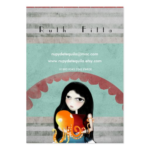 Octopus girl old new fashion business card (back side)