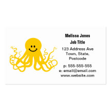 Octopus / Kraken Yellow Smiley Business Cards