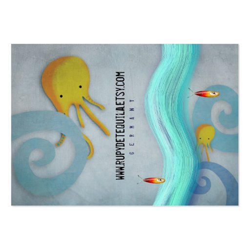 Octopus Ocean Waves Muted Business Card (front side)