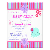 Octopus Pink Baby Shower Invitations invitations