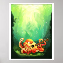 Octopus Playing Guitar Print
