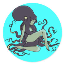 Octopus Queen Round Stickers