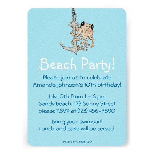 Octopus & Sandcastle Birthday Invitation