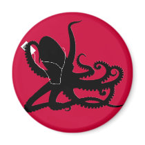 Octopus Sillouette MP3 Adverisement Spoof Refrigerator Magnet