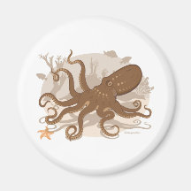 Octopus Starfish Coral Reef Magnet
