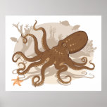 Octopus Starfish Coral Reef Poster