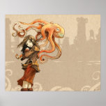 Octopus Umbrella Poster 20 x 16 inches