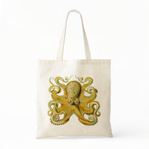 Octopus Yellow Tote Bags