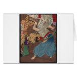 Oda Nobunaga fighting Samurai c.1800s Japanese Art Greeting Cards
