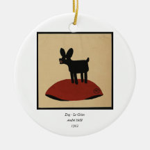 Odd Funny Looking Dog - Colorful Book Illustration Ornament