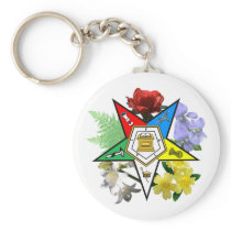 OES Floral Emblem Keychain