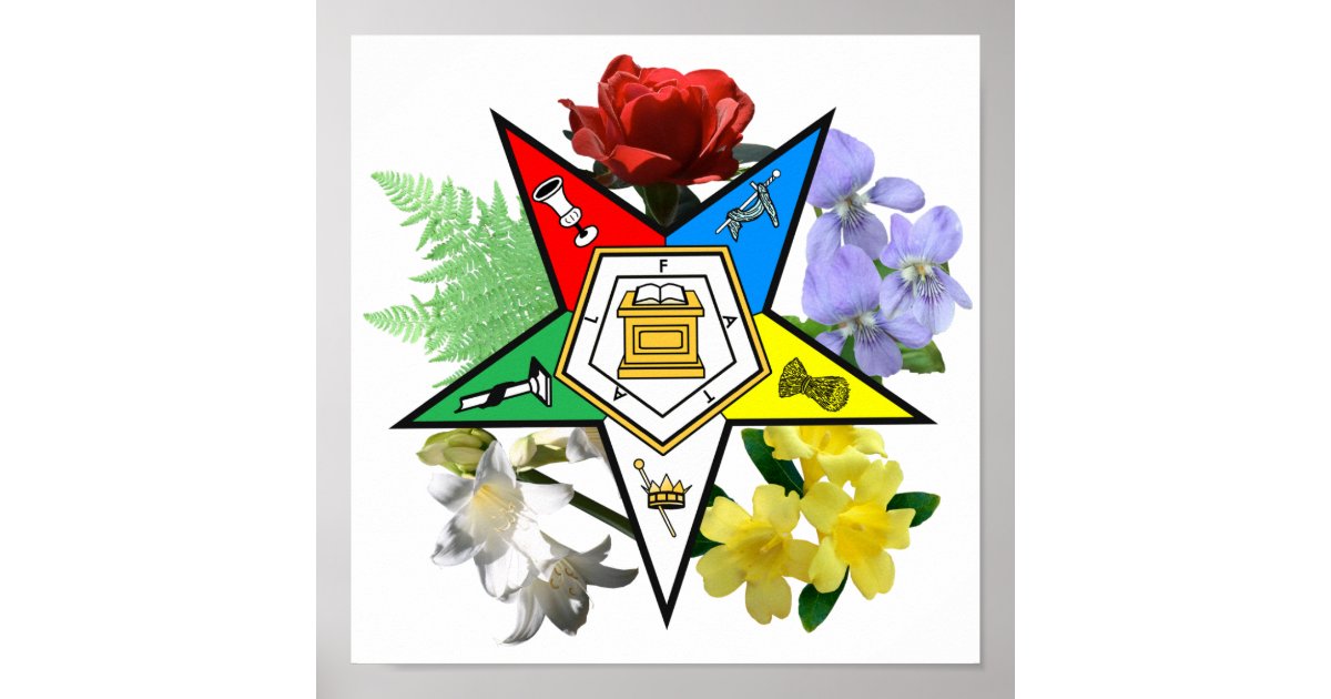 oes floral emblem poster zazzle how to make a paper flower mobile