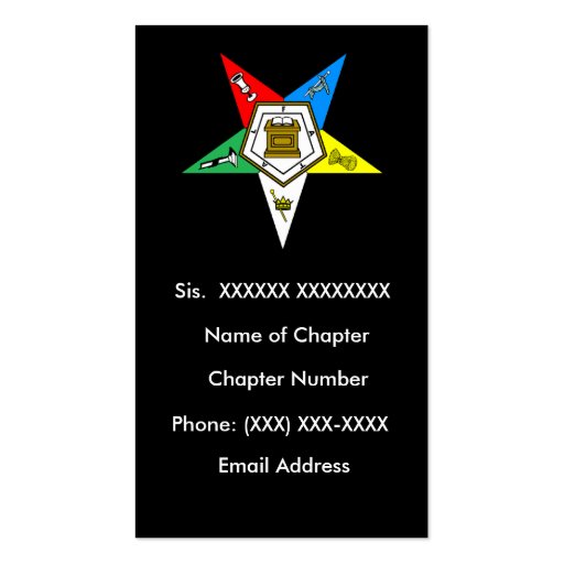 OES Order of the Easter Star Business Card Black