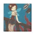 Of Sky - Steampunk fairy airship Fridge Magnet