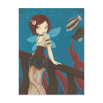 Of Sky - Steampunk fairy airship Postcards