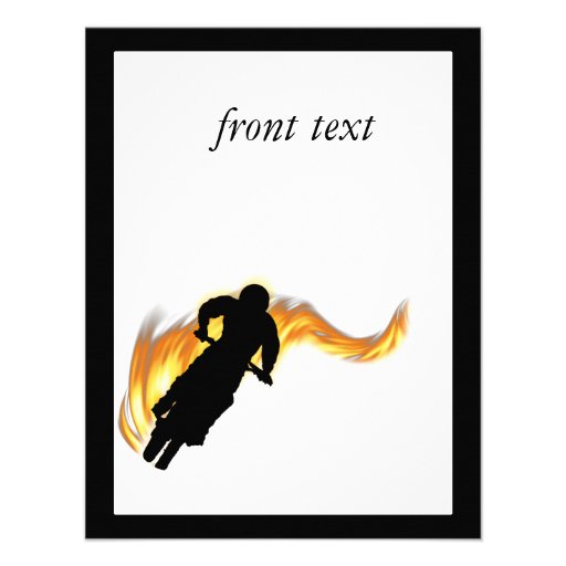 Off Road Dirt Bike with Flames Custom Invites