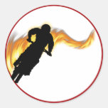 Off Road Dirt Bike with Flames Round Sticker