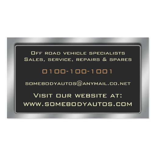 Off Roaders Tyre Business Card Template 13 (back side)
