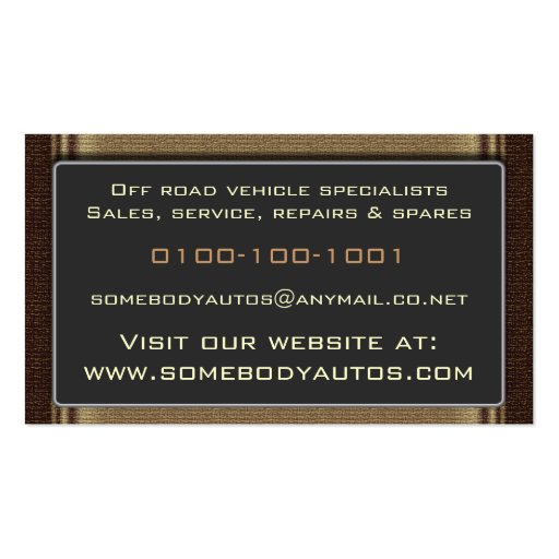Off Roaders Tyre Business Card Template 15 (back side)