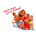 Off to Pilates Vintage Swimsuit Postcard
