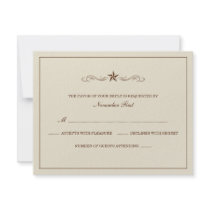 Off-white and Brown Western Wedding RSVP Custom Invitations