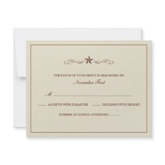 Off-white and Brown Western Wedding RSVP invitation