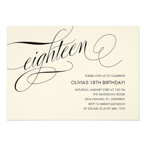 Off White Contemporary 18th Birthday Invitations