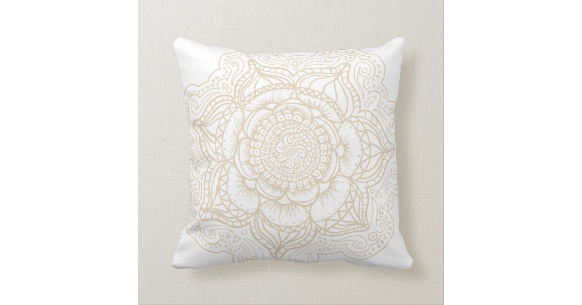 OffWhite Mandala Throw Pillow Zazzle