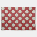 Off White Polka Dots on Red Leather Texture placemats