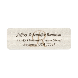 Off White Textured Rustic Monogram  Address Label