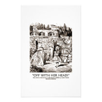 Off With Her Head! Queen Yelling Alice Quote stationery