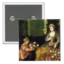 Offering to Flora, 1627 (oil on canvas) Pinback Button