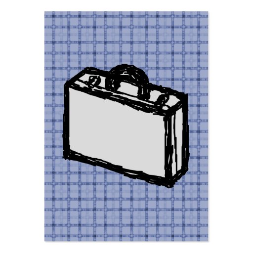 Office Briefcase or Travel Suitcase Sketch. Blue. Business Card Templates (front side)