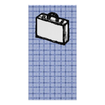 Office Briefcase or Travel Suitcase Sketch. Blue. Photo Greeting Card