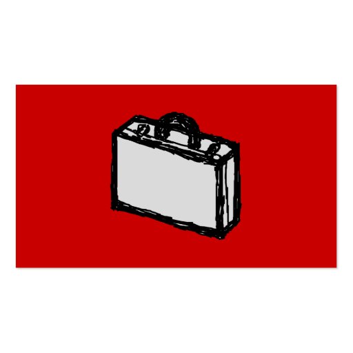 Office Briefcase or Travel Suitcase. Sketch on Red Business Card Template (back side)