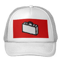 Office Briefcase or Travel Suitcase. Sketch on Red Mesh Hats