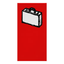 Office Briefcase or Travel Suitcase. Sketch. Red Custom Photo Card