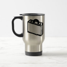 Office Briefcase or Travellers Suitcase. Sketch. Mugs
