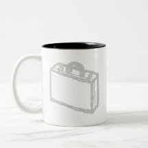 Office Briefcase or Travellers Suitcase. Sketch. Mugs