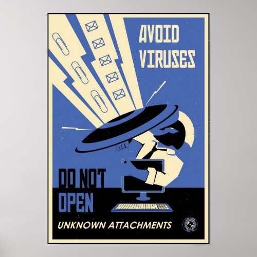 Office Propaganda: Avoid Downloads (blue) posters