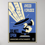 Office Propaganda: Avoid Downloads (blue) Poster