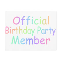 Official Birthday Party Member postcards by CelebrationZazzle Official Birthday Party Member postcards